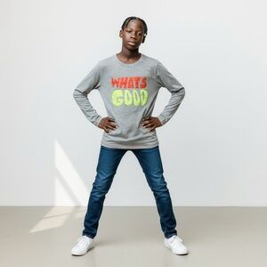 ✨5 for $25✨ Gray Long Sleeve Tee with Red Text Graphics